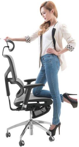 Ортопедическое кресло Expert Sail Серое с подножкой