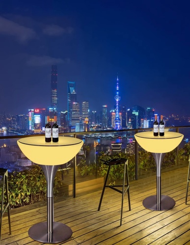 Стол светящийся квадратный на металическом основании 60х60х56