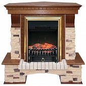 Каминокомплект Royal Flame Pierre Luxe угловой сланец (дуб)+Fobos FX Brass