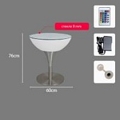 Стол светящийся круглый на металическом основании 60х60х76